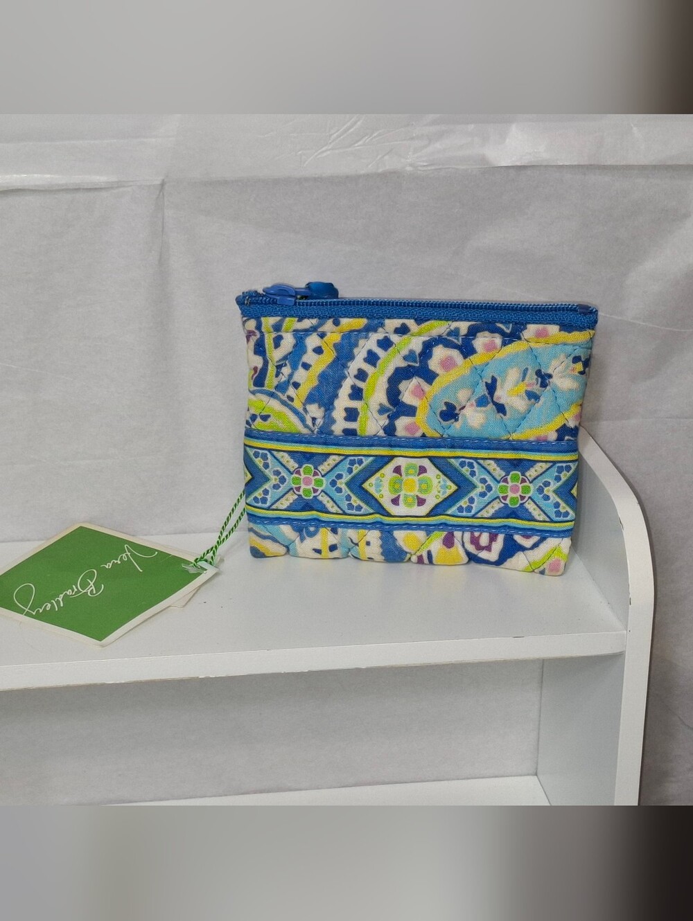 Vintage Vera Bradley "Capri Blue" Quilted Zip Pouch - NWT